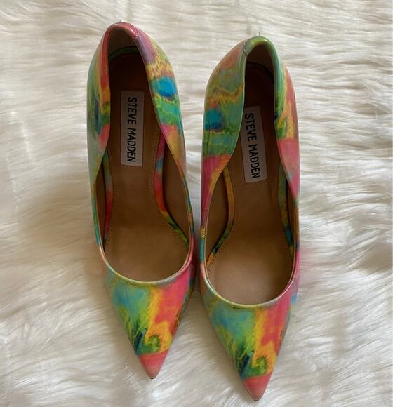 New Women's Steve Madden Tie Dye 4.5" High Heels- Size 6 - Picture 5 of 14